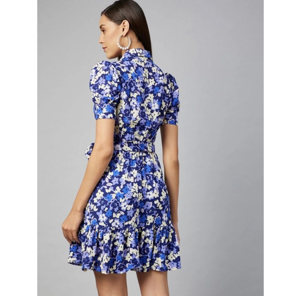 Ranili Polyester Floral Short Sleeve Above Knee Dress