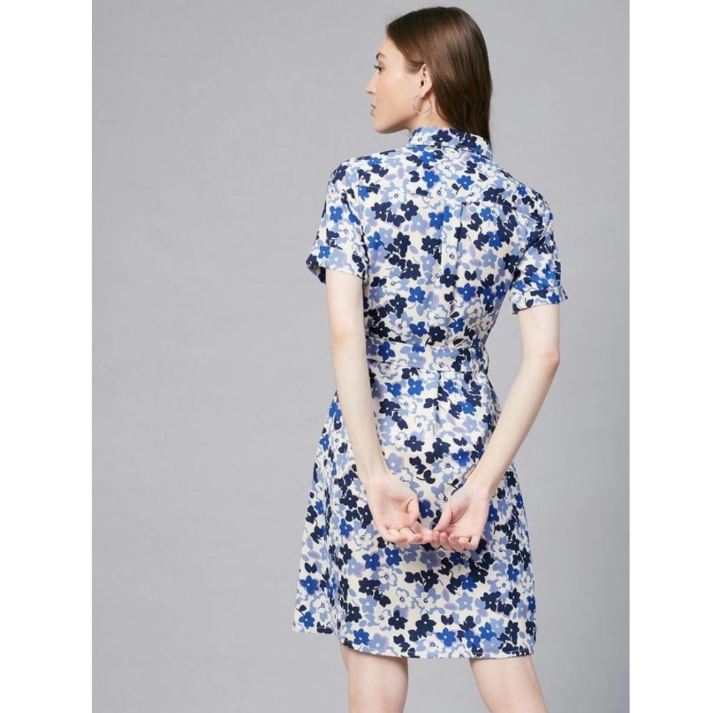 Ranili Polyester Floral Short Sleeve Above Knee Dress