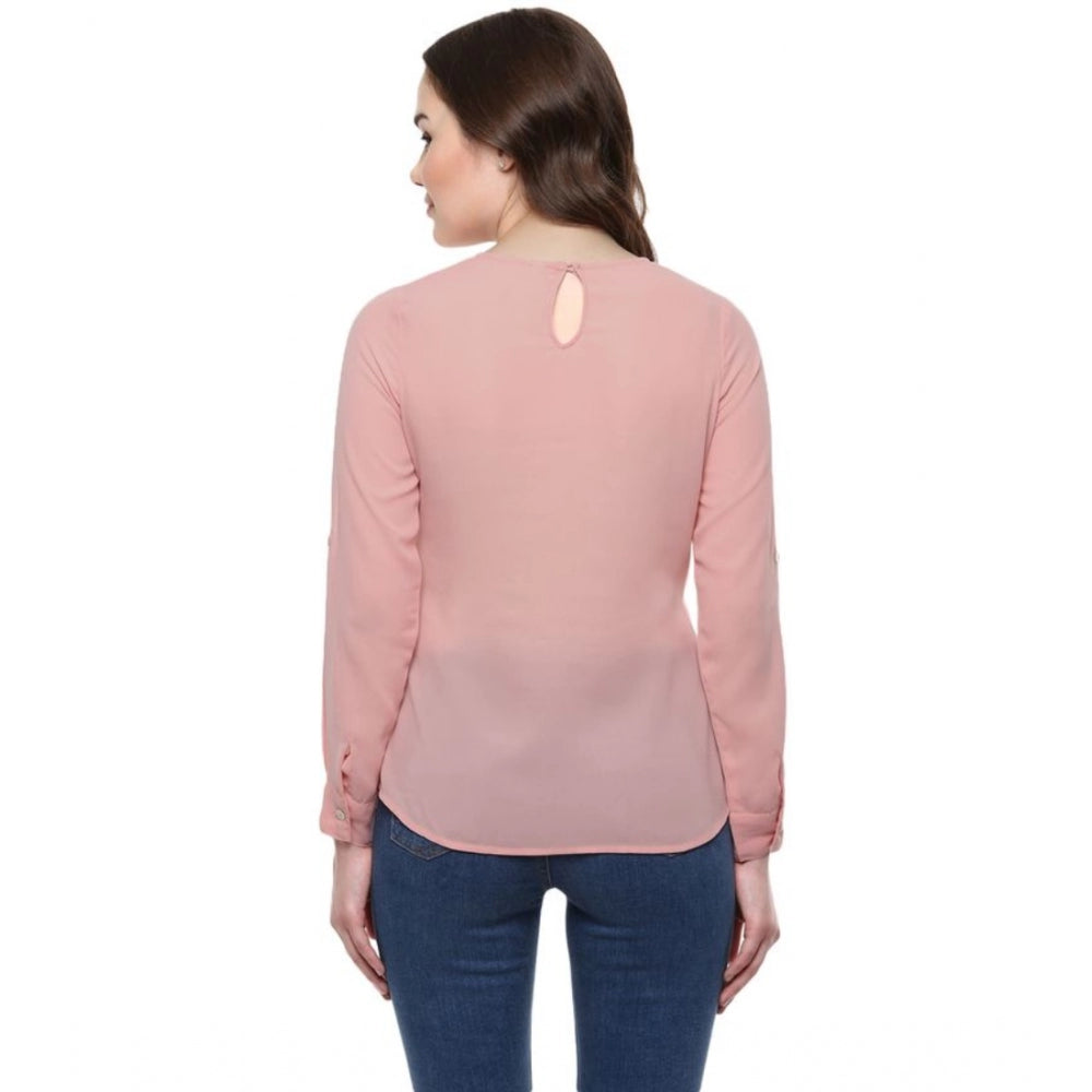 Ranili Polyester Solid Long Sleeves Regular Top