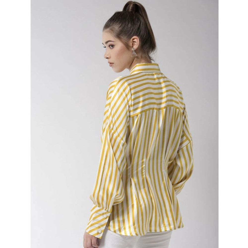 Ranili Polyester Striped Long Sleeves Top