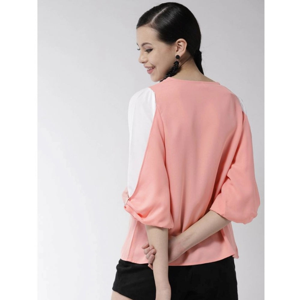Ranili Polyester Colour Block Slit Sleeve Top