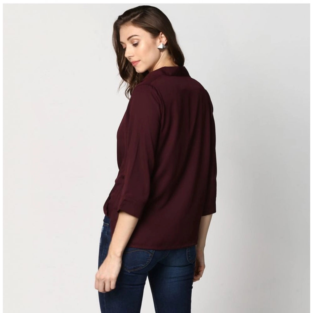 Ranili Polyester Solid 3-4th Sleeves Top