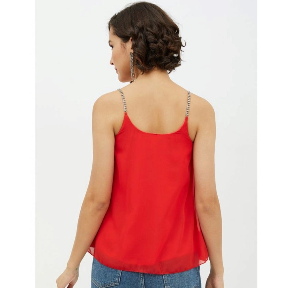 Ranili Polyester Embellished Shoulder Straps Top