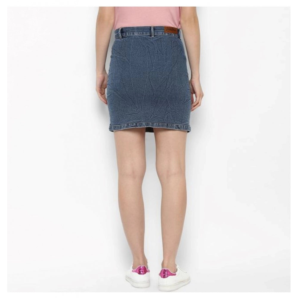 Ranili Denim Front Pocket Buttoned Skirt