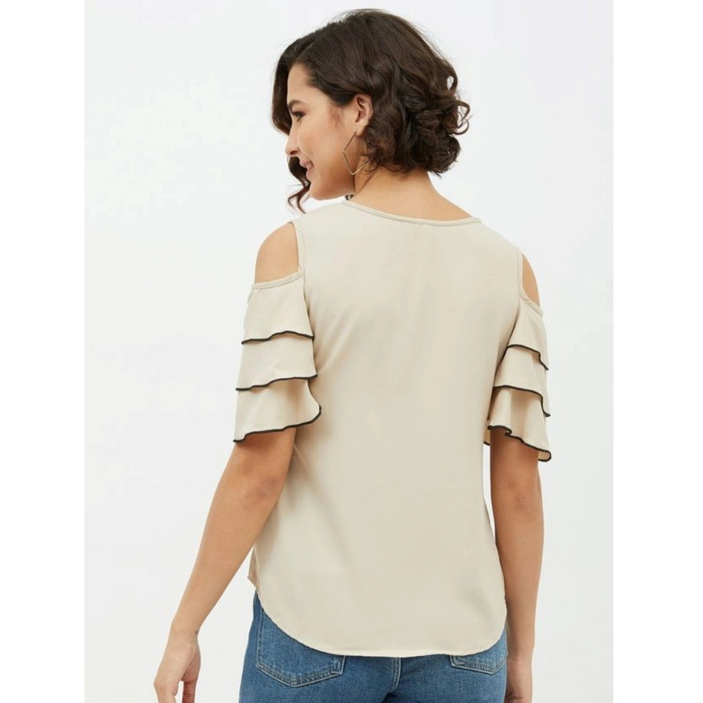Ranili Polyester Tiered Cold Shoulder Top