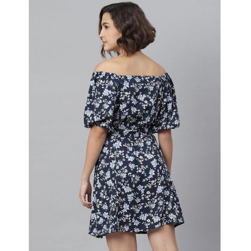 Ranili Polyester Off Shoulder Half Sleeve Above Knee Dress