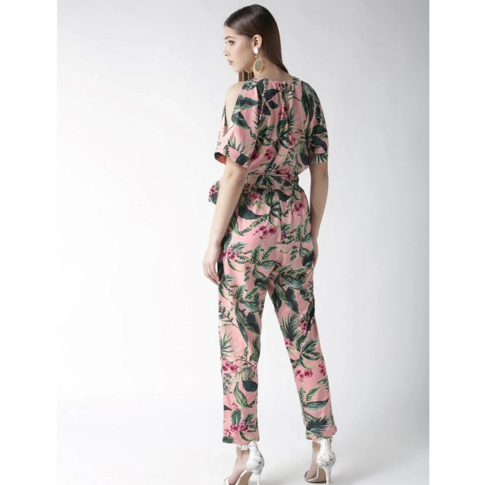 Ranili Polyester Floral Half Sleeve Jumpsuit