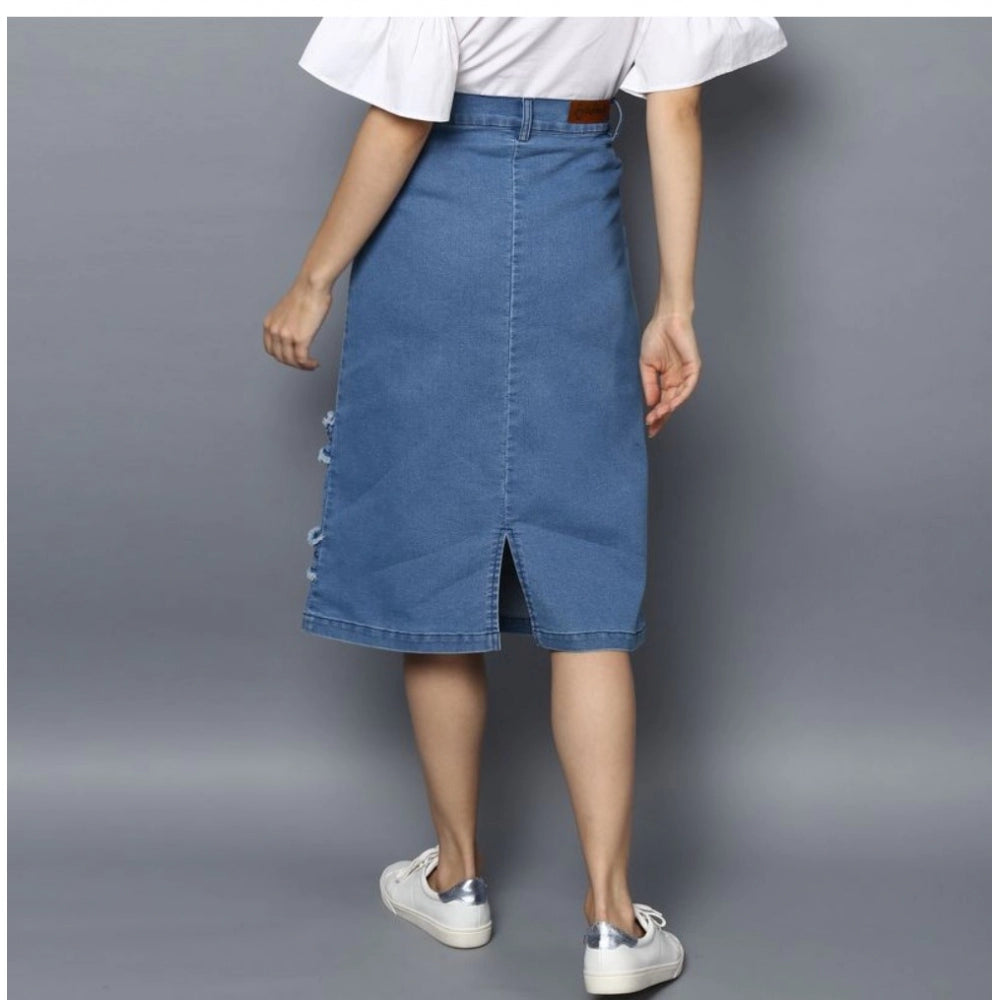 Ranili Denim Washed Buttoned Skirt