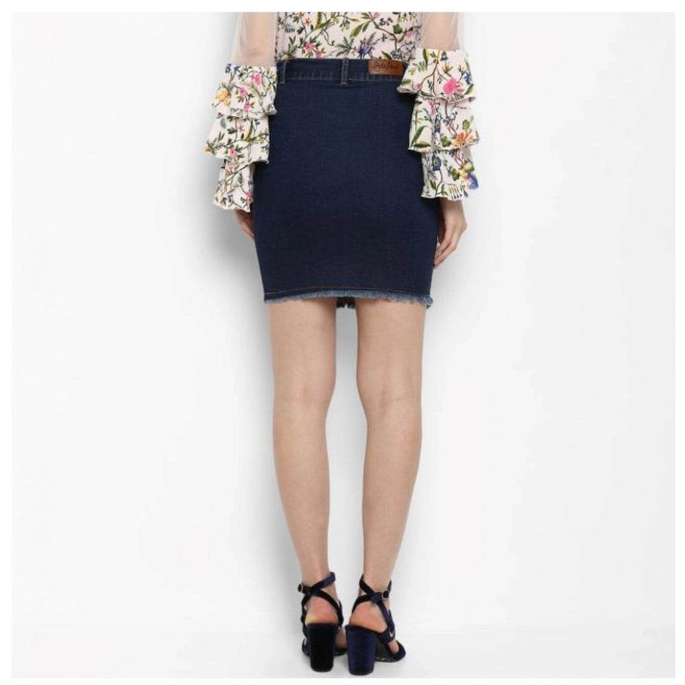Ranili Denim Distressed Buttoned Skirt