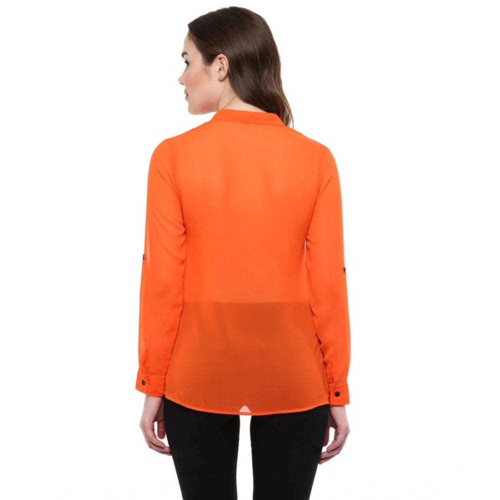 Ranili Polyester Solid Long Sleeves Regular Top