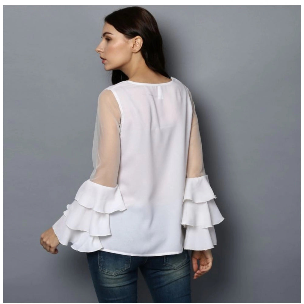Ranili Polyester Solid Tier Sleeve Top