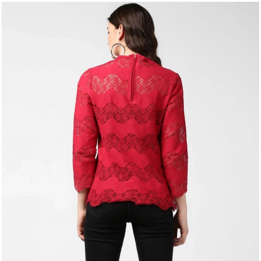Ranili Cotton Self Design Long Sleeves Top