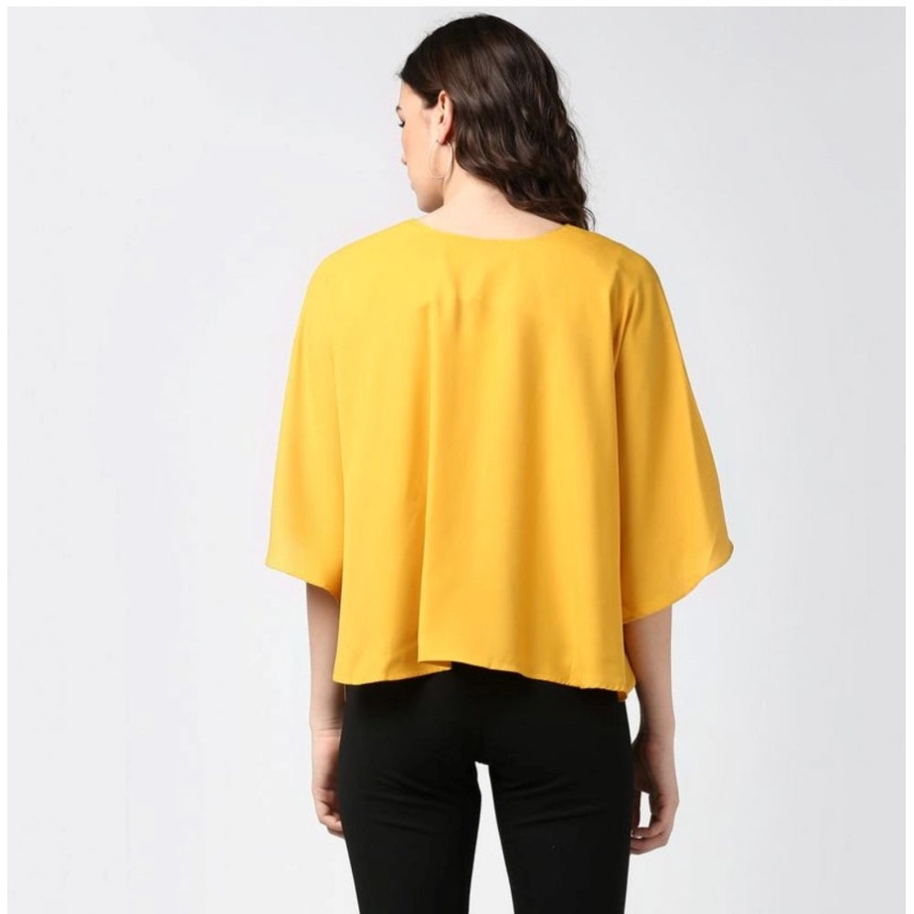 Ranili Polyester Solid Cape Sleeve Top