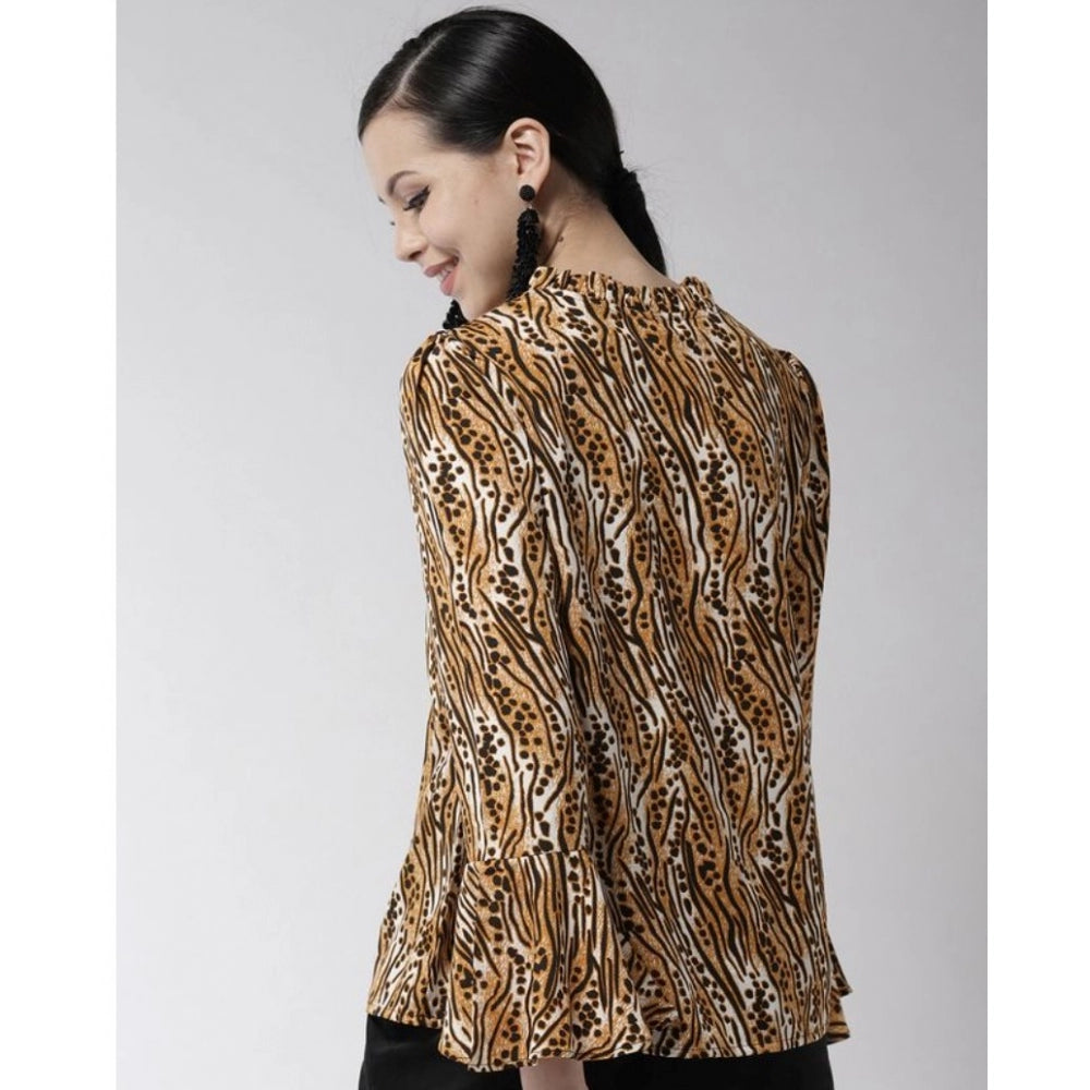 Ranili Polyester Printed Bell Sleeve Top