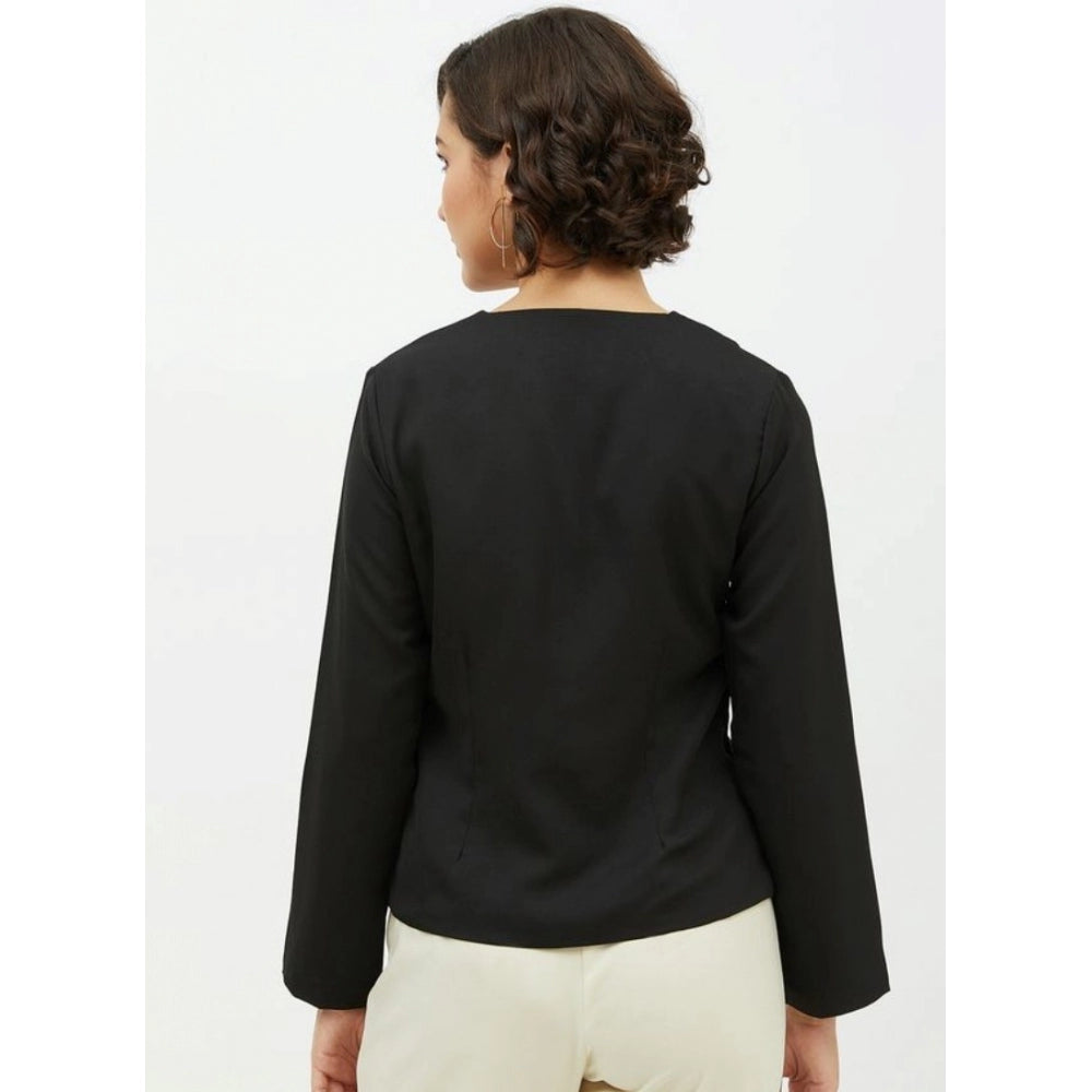 Ranili Polyester Asymmetrical Long Sleeves Top