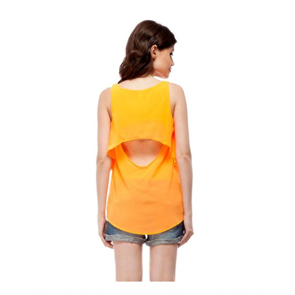 Ranili Polyester Solid Sleeveless Regular Top