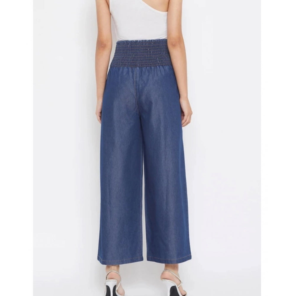 Ranili Denim Solid Smocked Trousers
