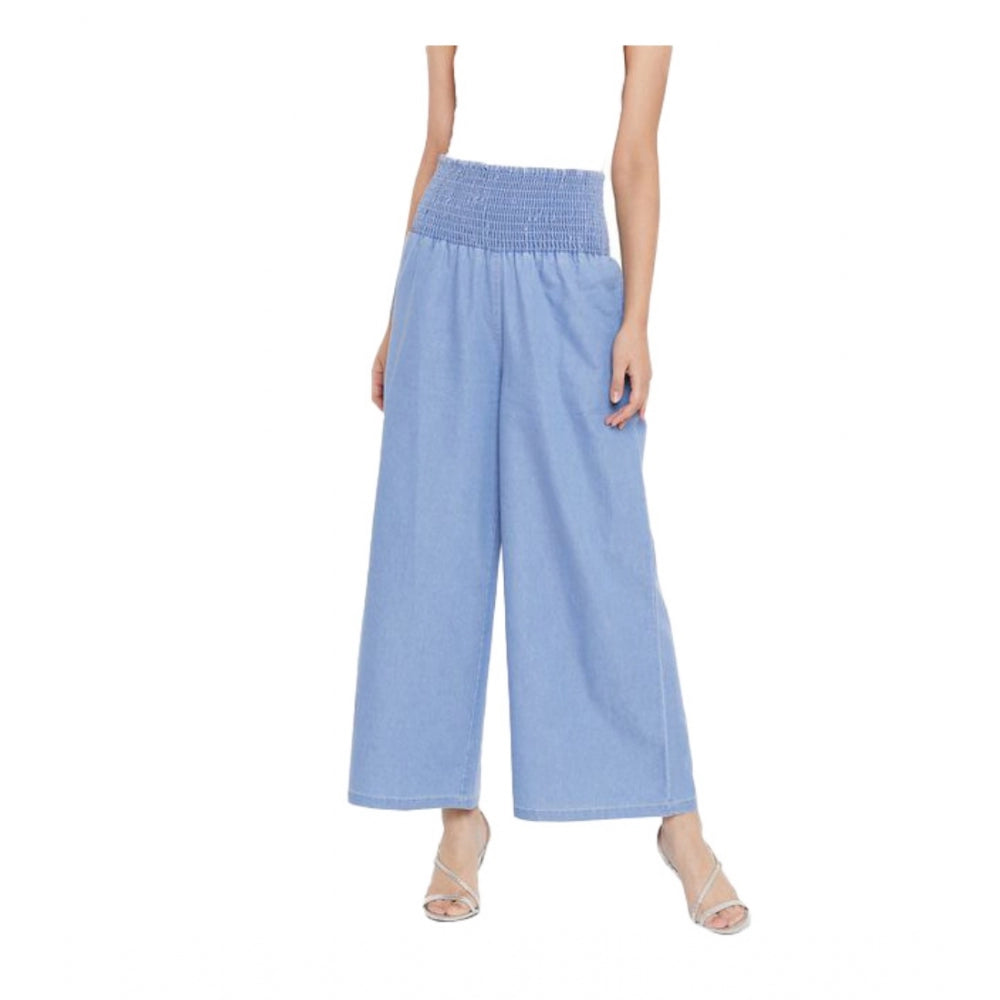 Ranili Denim Solid Smocked Trousers