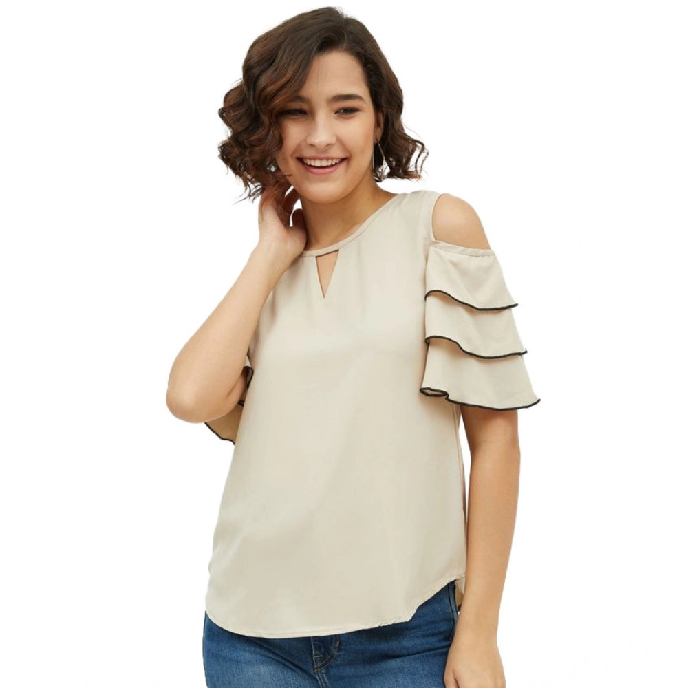 Ranili Polyester Tiered Cold Shoulder Top