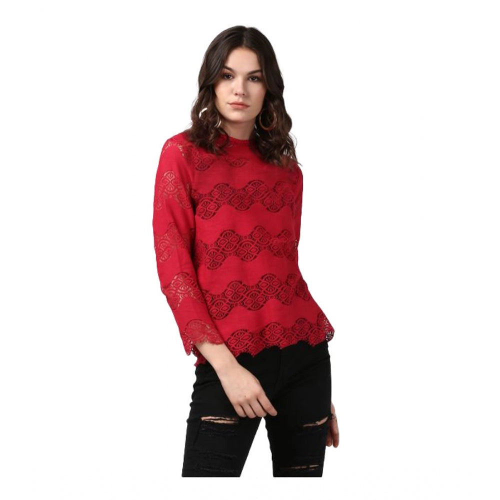 Ranili Cotton Self Design Long Sleeves Top