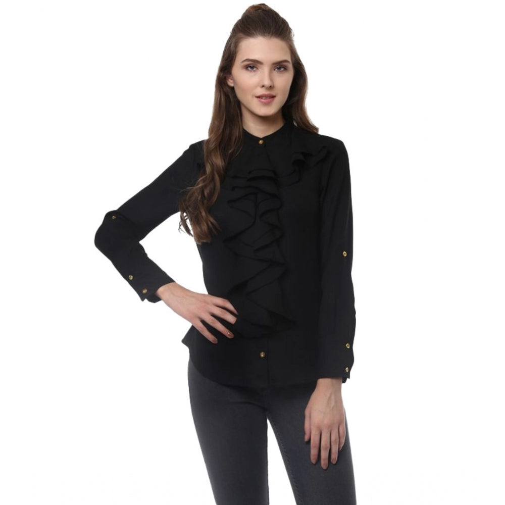 Ranili Polyester Ruffled Long Sleeves Top