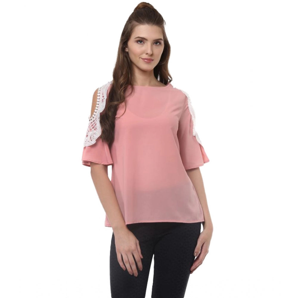 Ranili Polyester Lace Inserts Half Sleeve Top