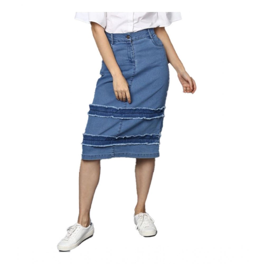 Ranili Denim Washed Buttoned Skirt