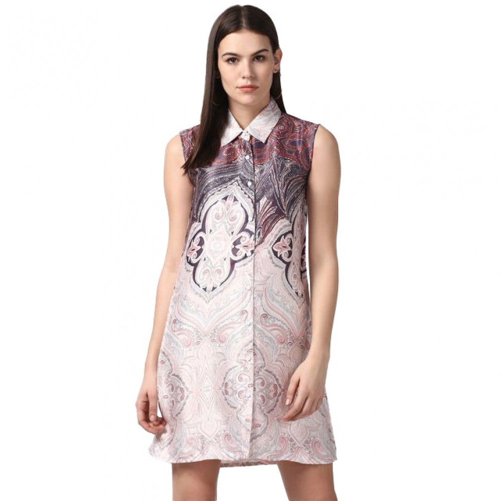 Ranili Polyester Printed Sleeveless Above Knee Dress