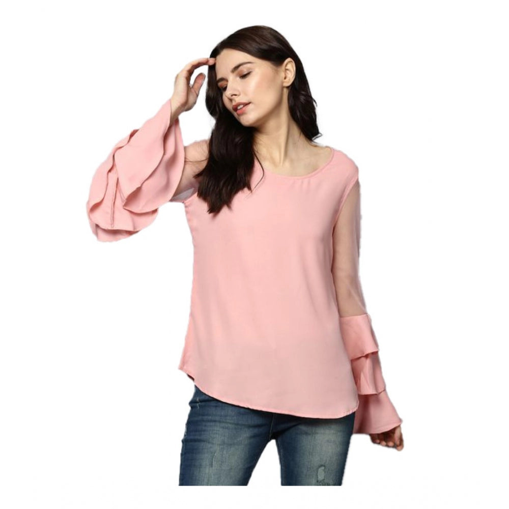 Ranili Polyester Solid Tier Sleeve Top