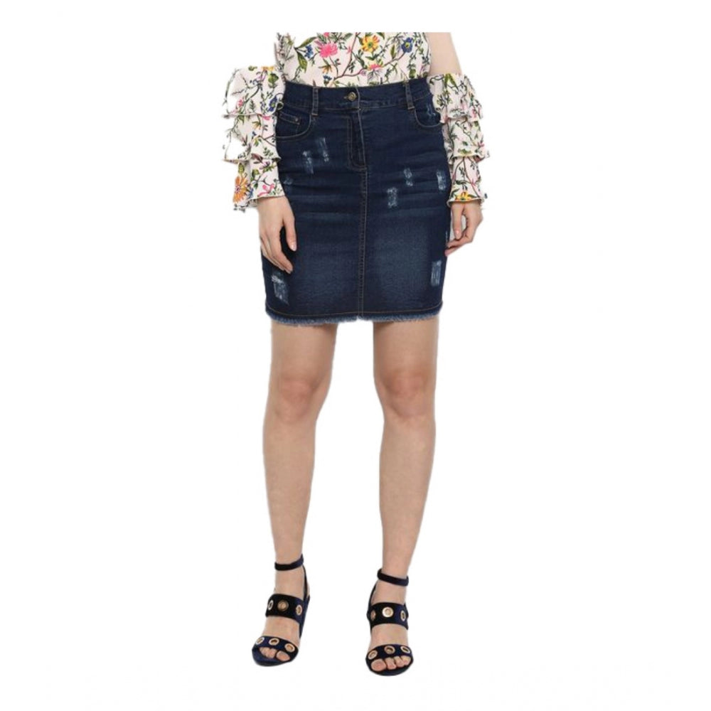 Ranili Denim Distressed Buttoned Skirt