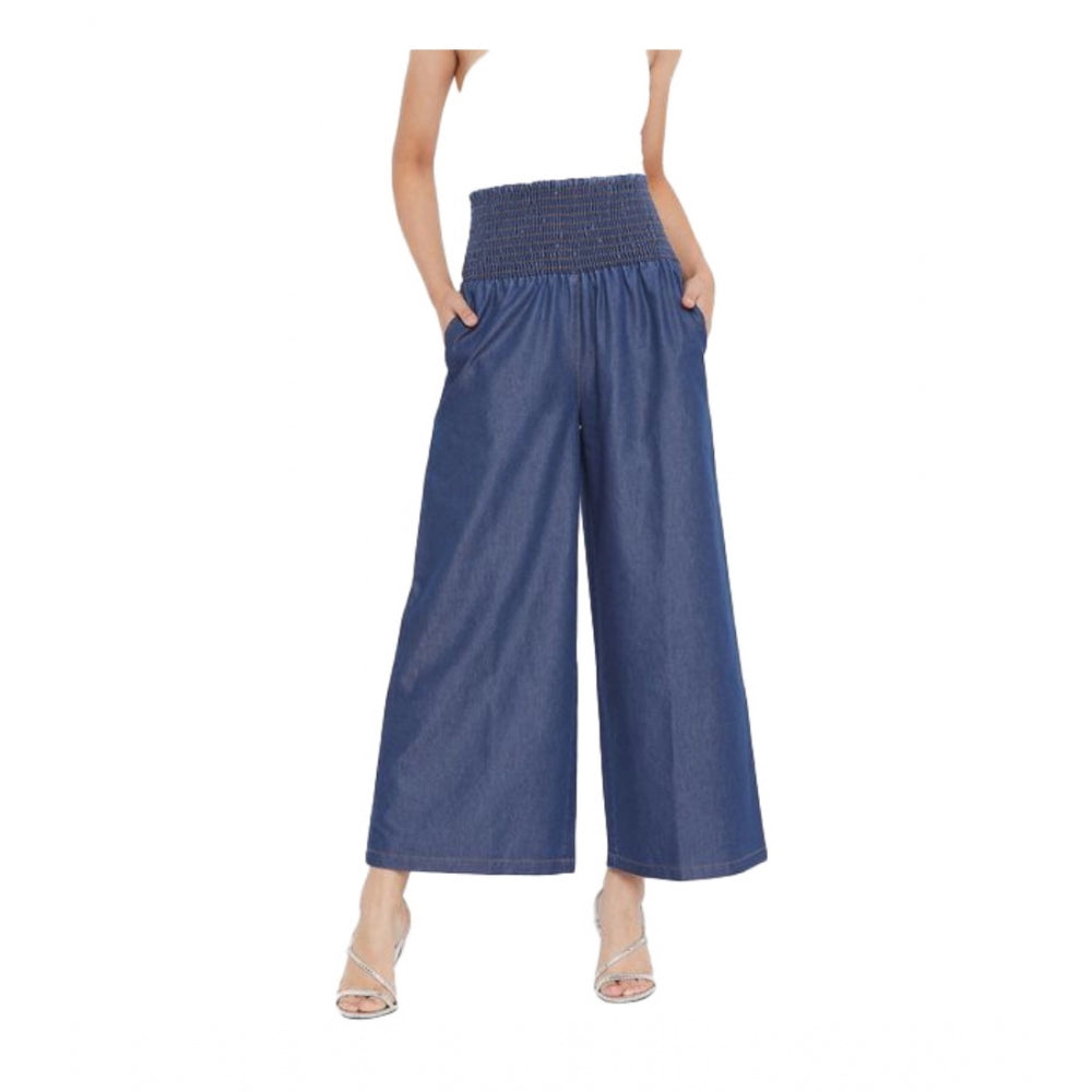 Ranili Denim Solid Smocked Trousers