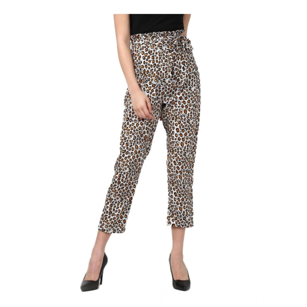 Ranili Polyester Animal Print Elasticated Trousers