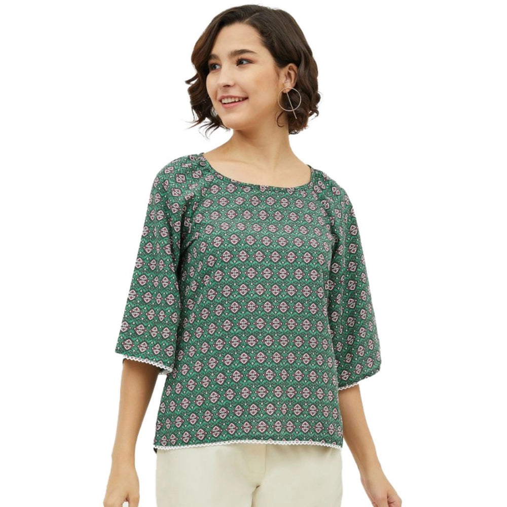 Ranili Polyester Printed 3-4th Sleeves Top