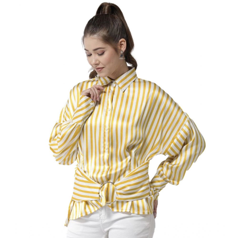 Ranili Polyester Striped Long Sleeves Top