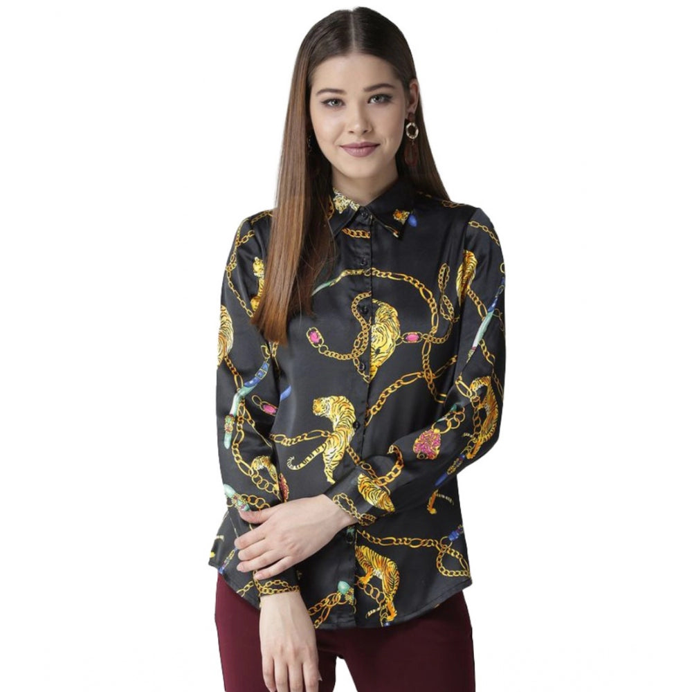 Ranili Satin Printed Long Sleeves Standard Length Shirt
