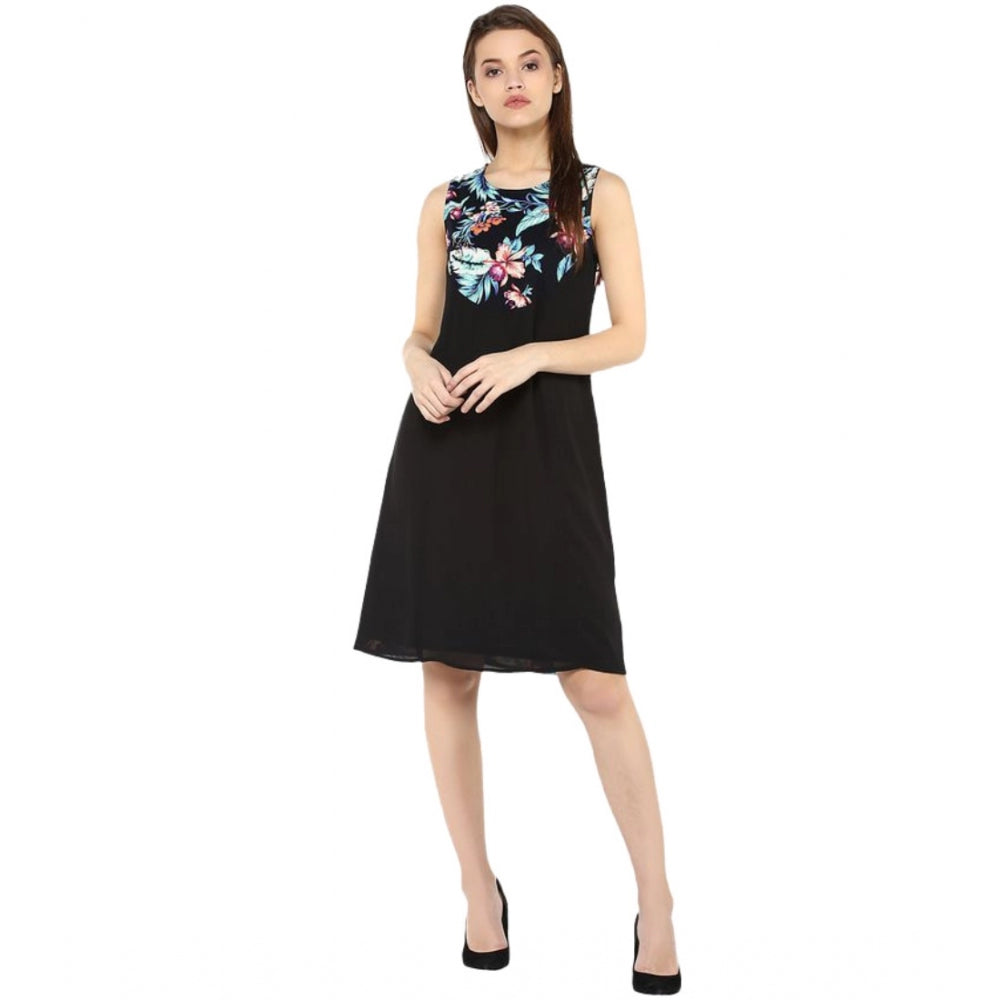 Ranili Polyester Printed Sleeveless Above Knee Dress