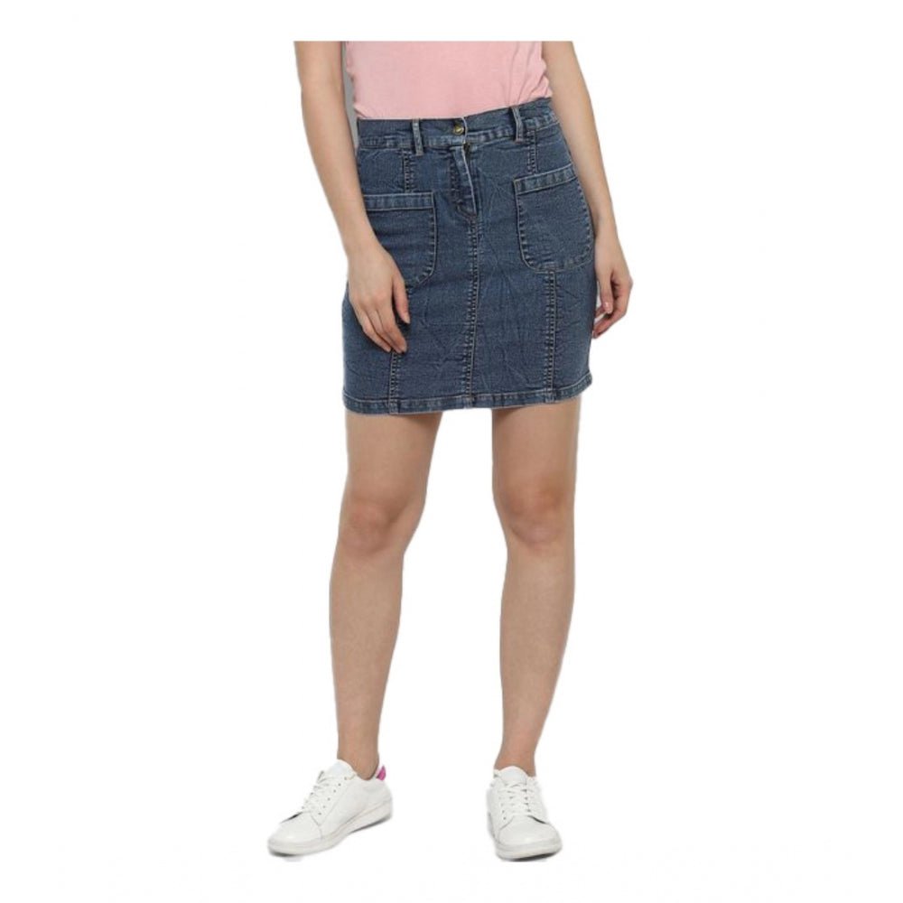 Ranili Denim Front Pocket Buttoned Skirt