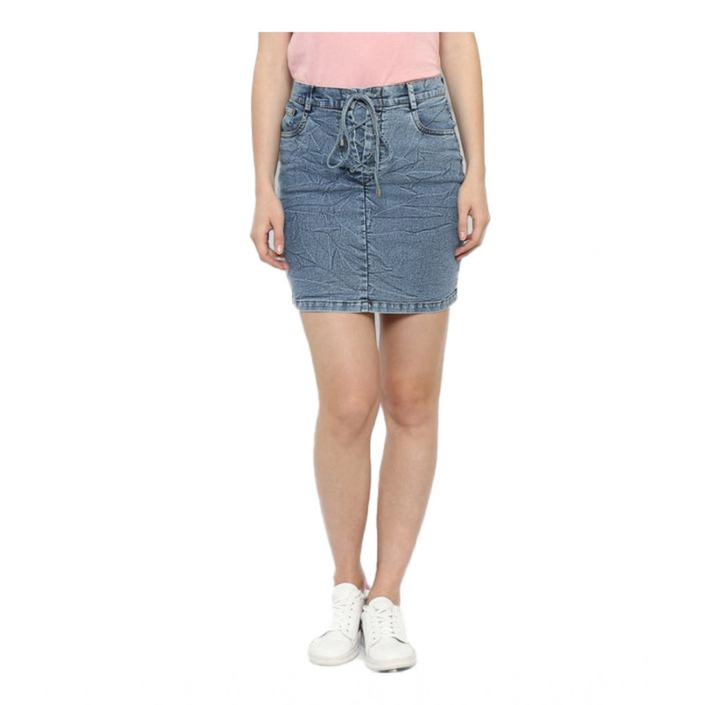 Ranili Denim Draw String Buttoned Skirt