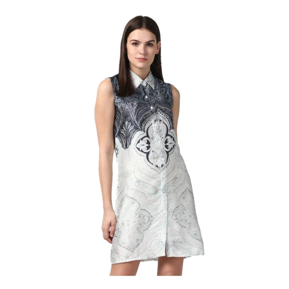 Ranili Polyester Printed Sleeveless Above Knee Dress