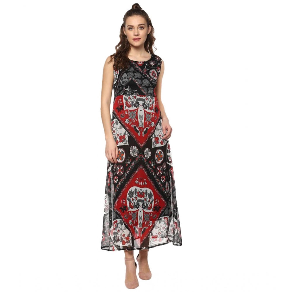 Ranili Polyester Printed Sleeveless Dress