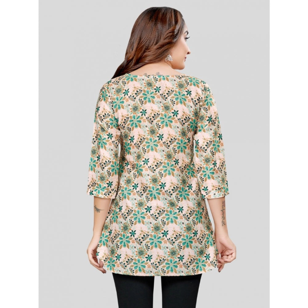 Ranili Cotton Blend Round Neck 3/4 Sleeves Short Top