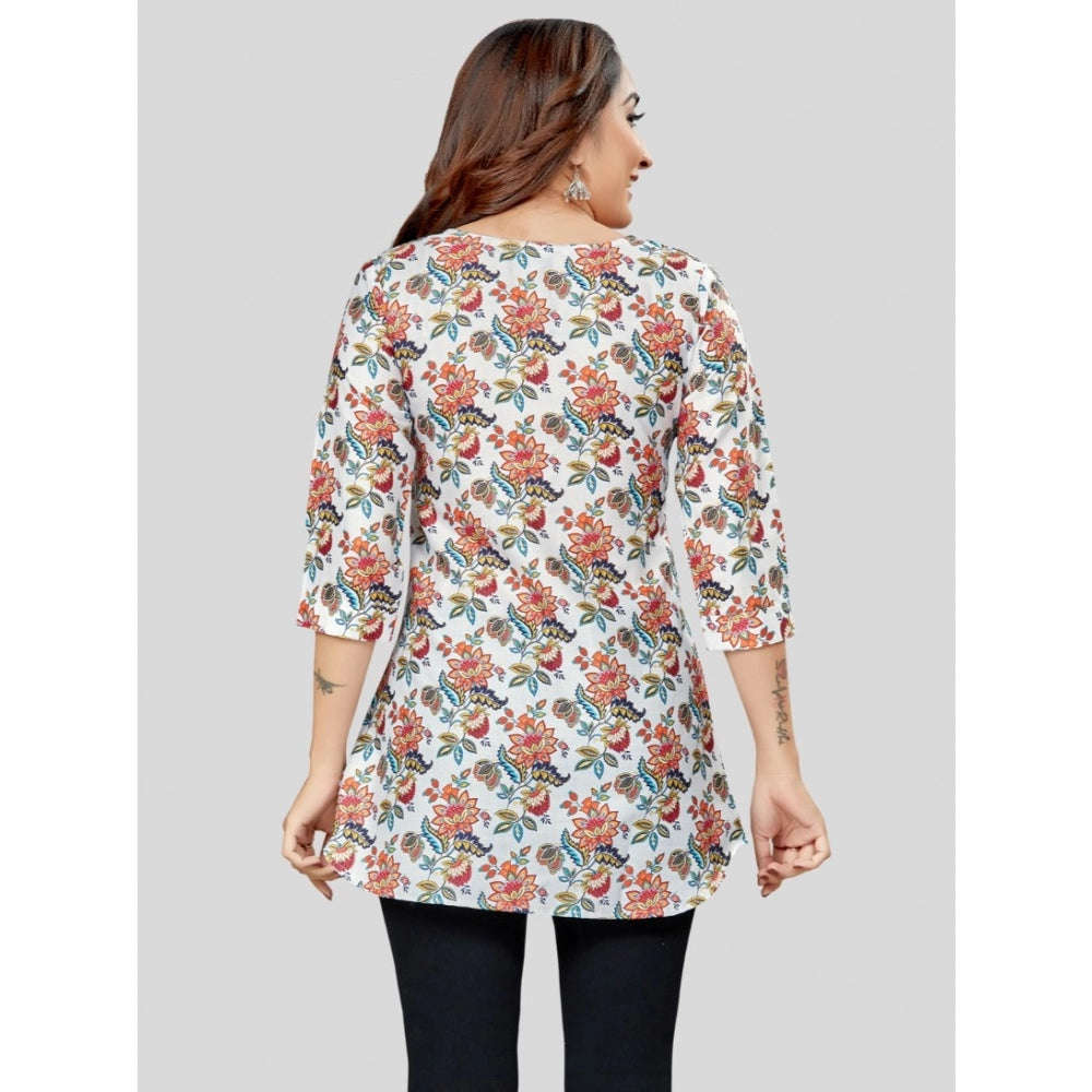 Ranili Cotton Blend Round Neck 3/4 Sleeves Short Top