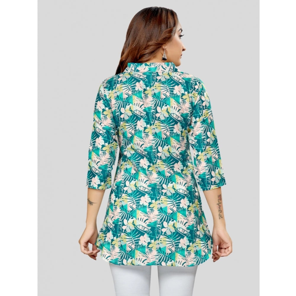 Ranili Cotton Blend Collared Neck 3/4 Sleeves Short Top