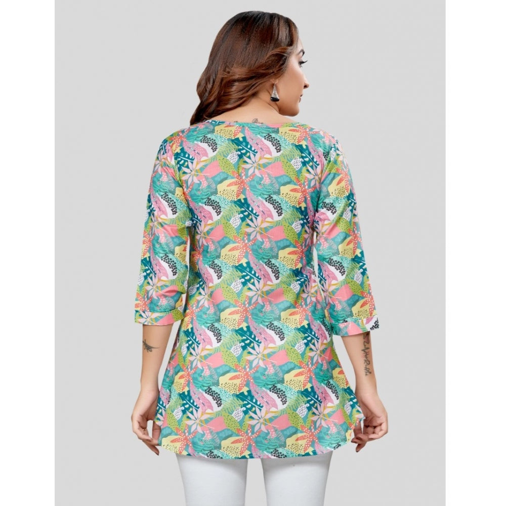 Ranili Cotton Blend Round Neck 3/4 Sleeves Short Top