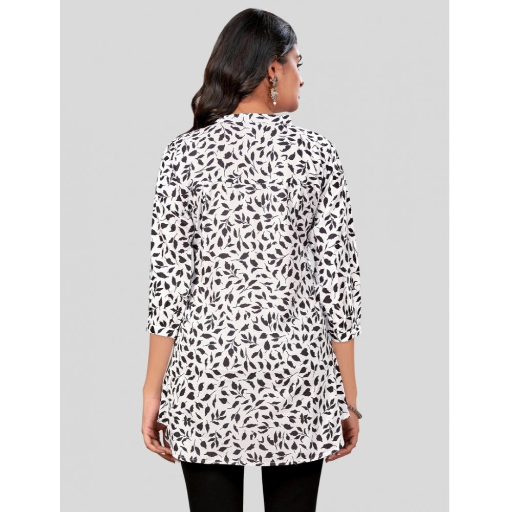 Ranili Poly Crepe Chinese Collar 3/4 Sleeves Short Top
