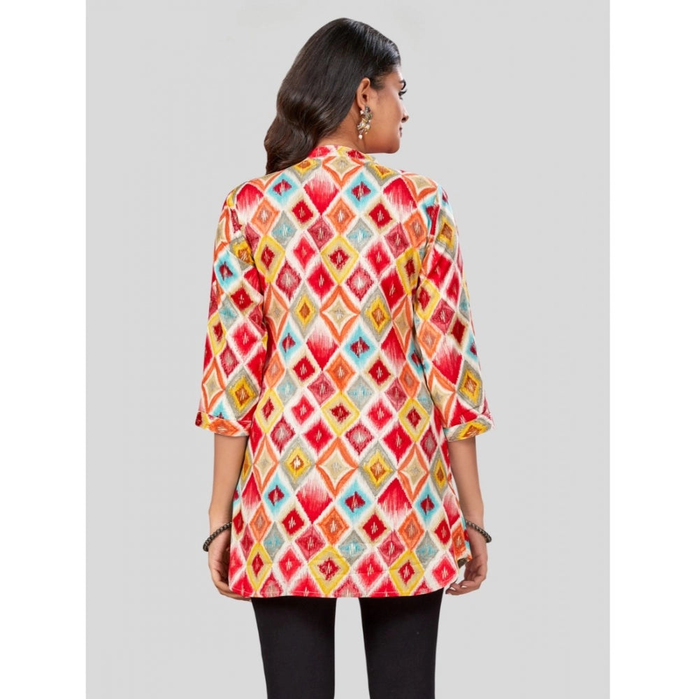 Ranili Rayon Collared Neck 3/4 Sleeves Short Top