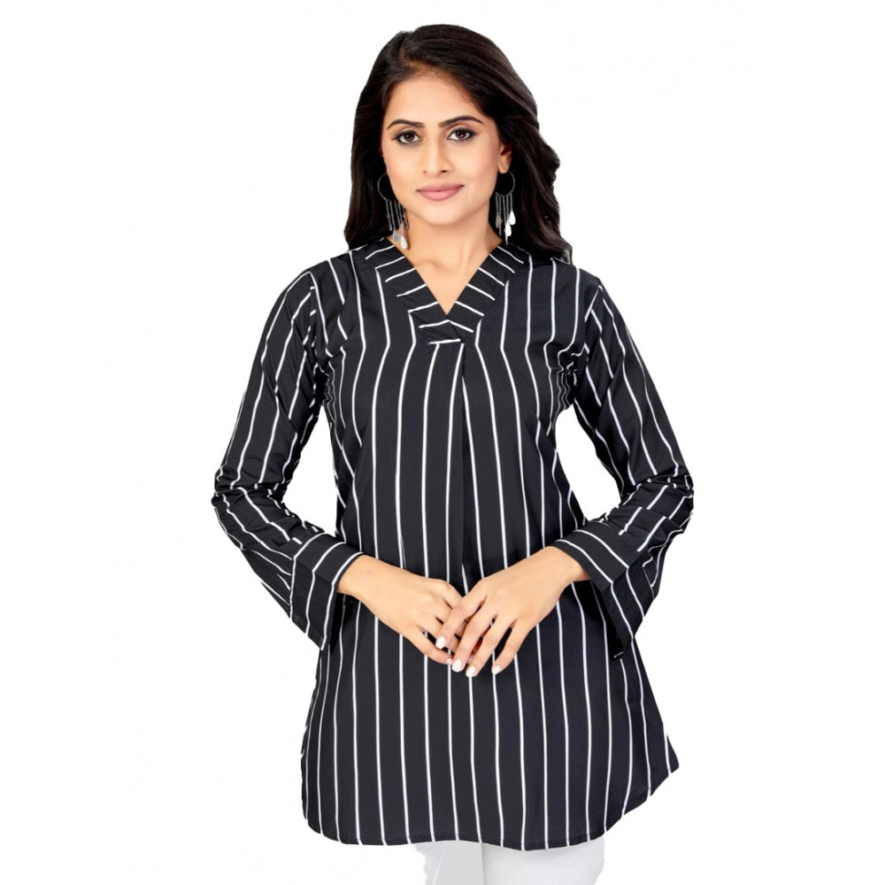 Ranili Poly Crepe V-neck Full Sleeves Short Top