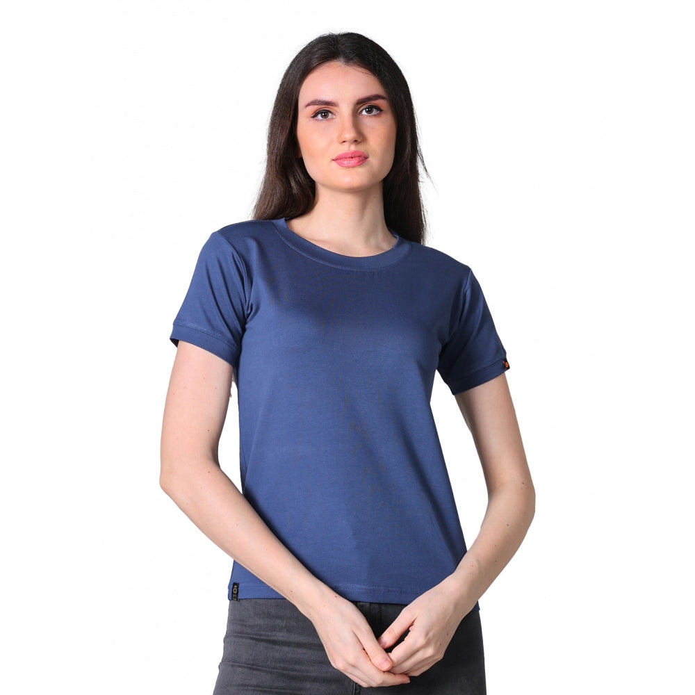 Ranili Cotton Blended Solid Round Neck Half Sleeve T-shirt