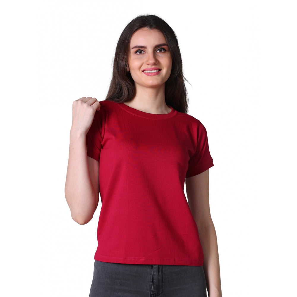 Ranili Cotton Blended Solid Round Neck Half Sleeve T-shirt