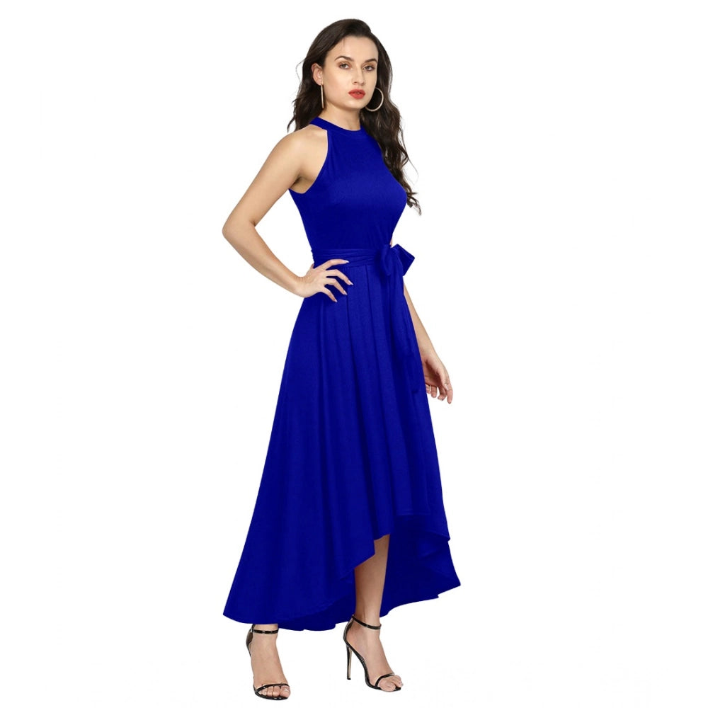 Ranili Polyster Solid Halter Neck Sleeveless Dress